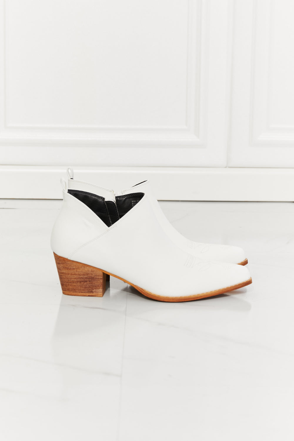 MMShoes Trust Yourself Embroidered Crossover Cowgirl Bootie in White