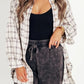 Exposed Seam Plaid Collared Neck Long Sleeve Shirt