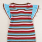 Ruffled Striped V-Neck Cap Sleeve Knit Top