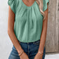 Ruched Round Neck Cap Sleeve Blouse