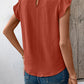 Ruched Round Neck Cap Sleeve Blouse