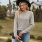 Ribbed Round Neck Long Sleeve Tee