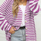 Striped Button Up Long Sleeve Cardigan