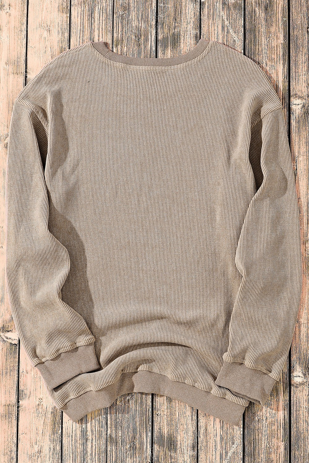 Round Neck Ribbed Sweatshirt