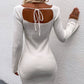 Tie Back Square Neck Long Sleeve Sweater Dress