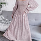 Smocked Square Neck Flounce Sleeve Dress