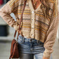 striped beige cropped cardigan