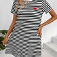 Striped Round Neck Short Sleeve Dress