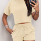 Round Neck Short Sleeve Top & Shorts Set