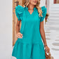 Tie Neck Ruffle Hem Dress