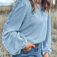 Frill Texture Round Neck Long Sleeve Sweatshirt