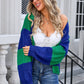 Striped Open Front Dropped Shoulder Cardigan