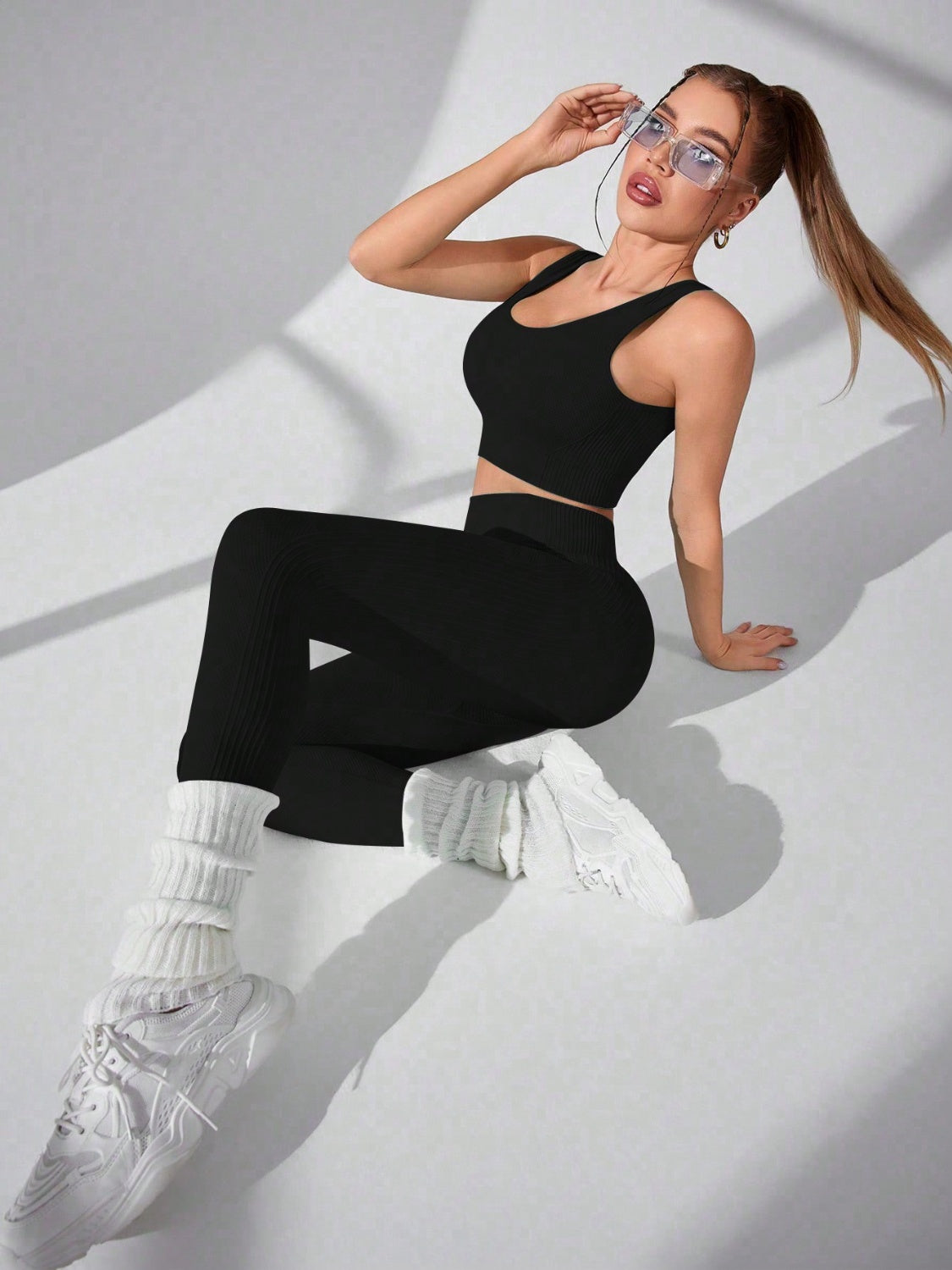 Scoop Neck Wide Strap Top & Pants Active Set