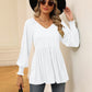 V-Neck Lantern Sleeve Blouse