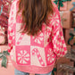 Candy Cane Round Neck Long Sleeve Sweater