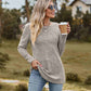 Ribbed Round Neck Long Sleeve Tee