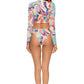 Printed Zip Up Three-Piece Swim Set