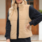 Pocketed Zip Up Turtleneck Vest Coat