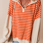 Slit Striped Long Sleeve Sweatshirt