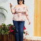 Plus Size Frill Printed Flutter Sleeve Blouse