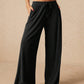 Ribbed Drawstring Wide Leg Pants