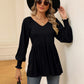 V-Neck Lantern Sleeve Blouse