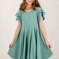 Round Neck Petal Sleeve Dress