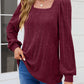 Square Neck Long Sleeve Blouse