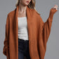 Dolman Sleeve Open Front Ribbed Trim Longline Cardigan