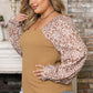 Plus Size Floral Square Neck Flounce Sleeve Blouse