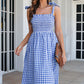 Plaid Frill Trim Tie Shoulder Dress