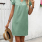 Ruffled Notched Cap Sleeve Mini Dress