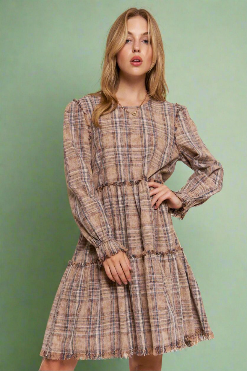 plaid tiered dress