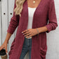 Open Front Long Sleeve Ribbed Cardigan