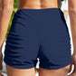 Ruched Mid-Rise Waist Swim Shorts