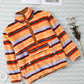 Contrast Striped Half Snap Long Sleeve Sweatshirt