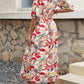 Printed V-Neck Half Sleeve Midi Dress