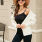 Woven Right Puff Sleeve V-Neck Fuzzy Cardigan