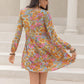 Printed V-Neck Balloon Sleeve Mini Dress