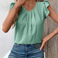 Ruched Round Neck Cap Sleeve Blouse