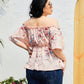 Plus Size Frill Printed Flutter Sleeve Blouse