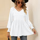 V-Neck Lantern Sleeve Blouse