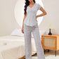 V-Neck Short Sleeve Top and Pants Lounge Set