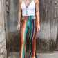 High Waist Striped Bootcut Pants