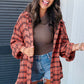 Red Plaid Long Sleeve Distressed Hem Shirt