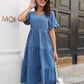 V-Neck Short Sleeve Midi Dress