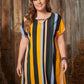 Plus Size Striped Short Sleeve Mini Dress