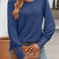 Decorative Button Round Neck Long Sleeve T-Shirt