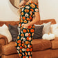 Pumpkin Printed Short Sleeve Top and Pants Pajama Set