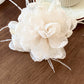 Feather Trim Flower Shape Hair Claw Clip